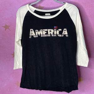 Ralph Lauren Denim & Supply Shirt Size L Black Ivory America Spellout